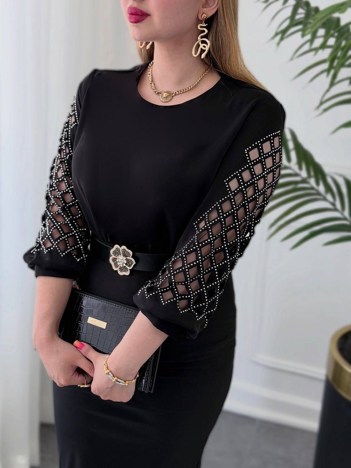 شومیز استین پنجره ای مجلسی