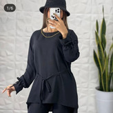 شومیز یقه زنجیری آستین بندی مشکی🖤