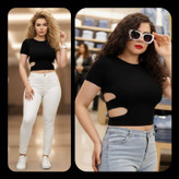 کراپ بغل دوکاپ یقه گرد اسپرت