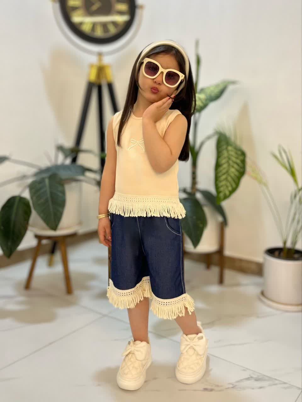 تاپ و شلوارک جین