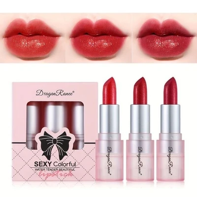 پک 3 عددی رژلب جامد شاین دار dragon Ronee