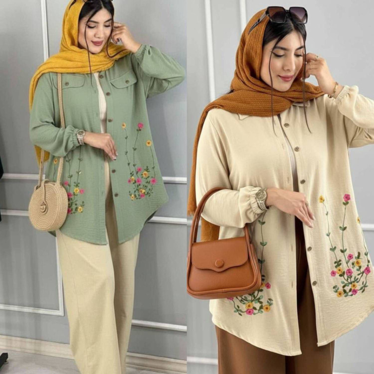 شومیز مانتویی گلدوزی شده