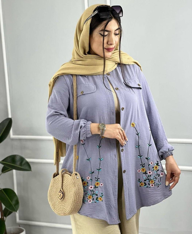 شومیز مانتویی گلدوزی شده