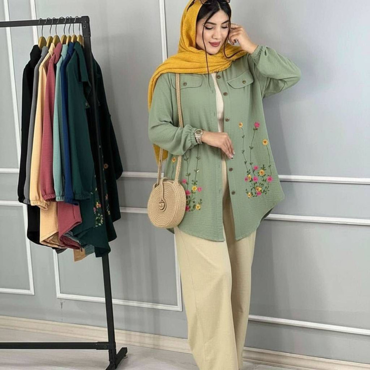 شومیز مانتویی گلدوزی شده