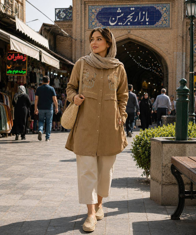 شومیز مانتویی حوری گلدوزی شده