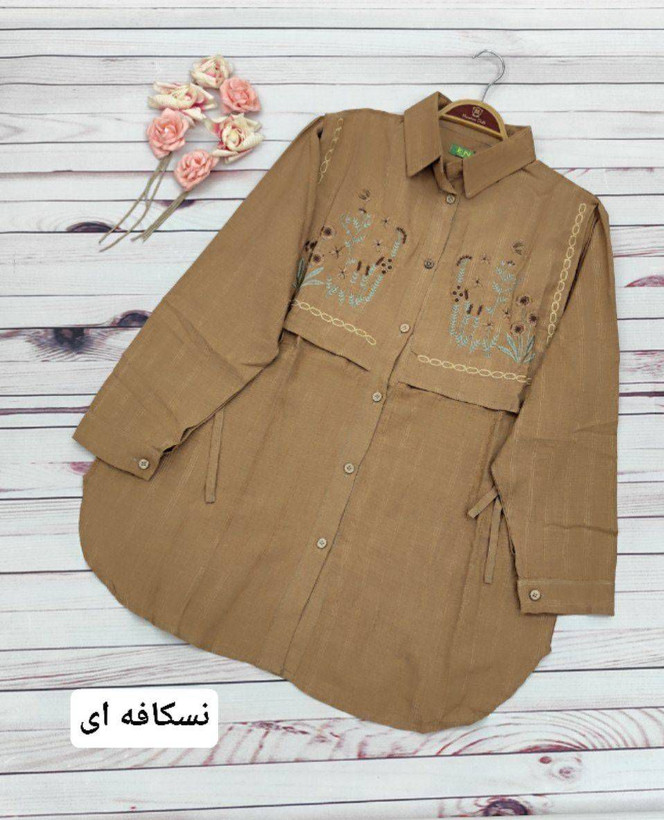شومیز مانتویی حوری گلدوزی شده