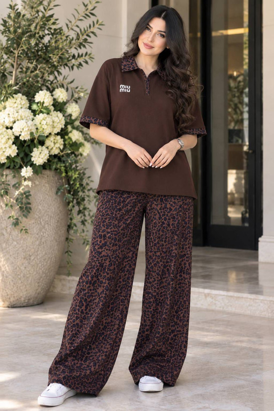 ست تیشرت و شلوار miu miu پلنگی