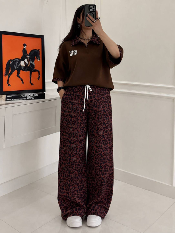 ست تیشرت و شلوار miu miu پلنگی