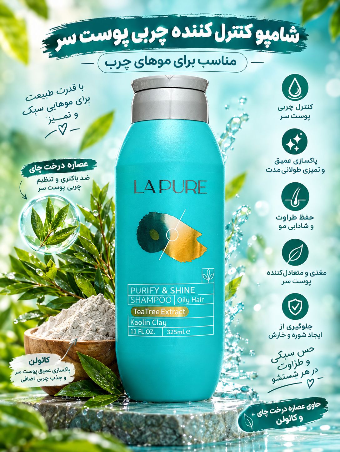 شامپو کنترل‌کننده چربی پوست سر لاپوره
